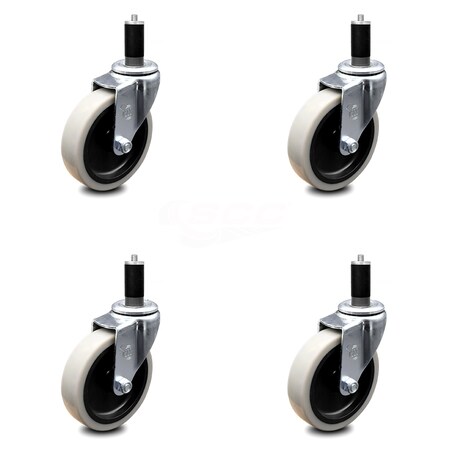 Service Caster 4 Inch Thermoplastic Rubber Wheel 1-1/4 Inch Expanding Stem Caster SCC, 4PK SCC-EX05S410-TPRS-114-4